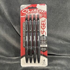 S-Gel, Gel Pens, Sleek Metal Barrel, Matte Black, Medium Point (0.7mm), Black...